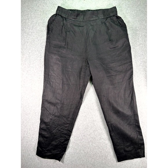Sisley Pants - Sisley Linen Pants Women's 8 Black Regular Fit Comfortable High Waisted Pull On